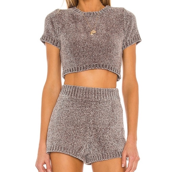 Majorelle REVOLVE Denitza Shorts Chenille High Rise Waisted Fawn Taupe Large - Picture 2 of 16